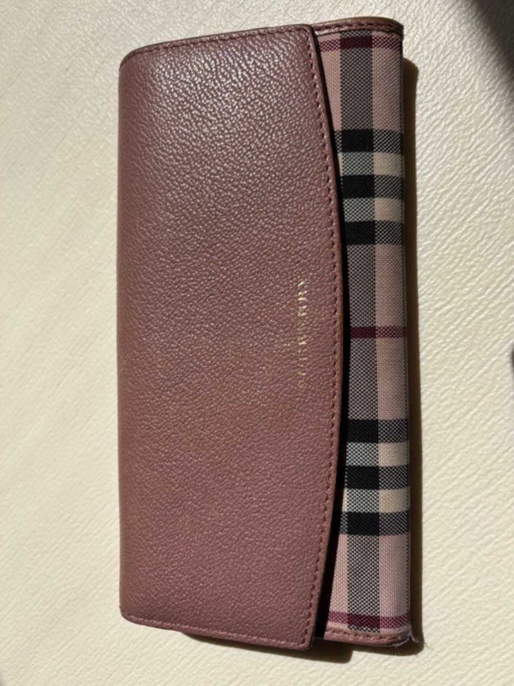 Burberry Dusty Pink Leather Continental Wallet with House Check Trim - Picture 8 of 9